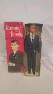 Ideal Tammy's Family Dad Doll 1963 12" with Box, Blue Suit & Stand, Vintage Fashion Doll