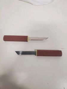 Japanese Kiridashi & Kozuka Knives Set, Wooden Handles, Double Sheath, 2.75" Blades