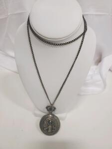 U.S. Army Quartz Pocket Watch, White Dial, 1.77" Case, Embossed Army Emblem, Chain Included