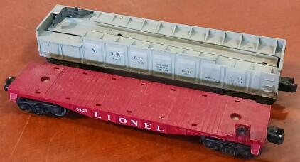Vintage Model Train - Lionel A.T. & S.F. #356-225 Barrel Car & Lionel #6803 Flat Car