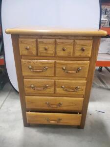 Solid Oak 4-Drawer Dresser, Traditional Style, Brass & Wood Handles, 36"x18"x44" Storage Chest