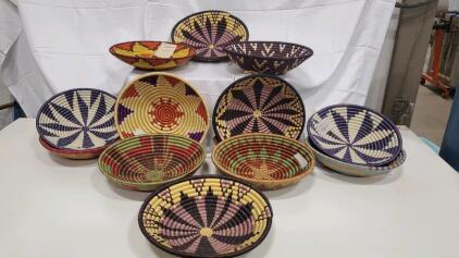 (12) Assorted Hand Woven Baskets