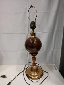 Vintage Table Lamp, Brown & Gold, Metal and Wood