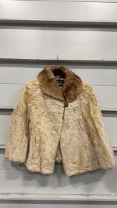 David Green Anchorage Vintage Fur Coat, Sheared Beaver with Mink Collar, Custom Lined, 1950s/60s