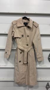 London Fog Collection Beige Trench Coat, Women's Large, Belted, Double-Breasted, Epaulets