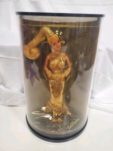 Collectible 1990 Bob Mackie Barbie Doll, Gold Design, Original Display Case