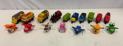 (10) Chuggington Train Toys (7) Super Wings Mira 2" Transforming Figures