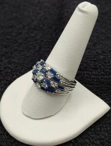 Size 10 Blue & White Sapphire Ring