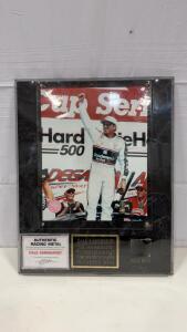 Dale Earnhardt NASCAR Plaque with Authentic Race-Used Car Metal, COA, 12"x15" Display