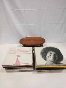 (50+) Assorted Vintage Vinyl Records Including Pink Panther And Reilly & Maloney (1) Vintage Wooden Mini Stool