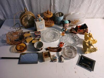 (5) Glass Dishes (1) Vintage Cherished Teddies Collectable Bear (1) Vintage Planters Peanuts Tin & More