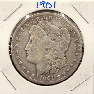 1901-O Morgan Silver Dollar, New Orleans Mint, 90% Silver, $1 Coin, Circulated