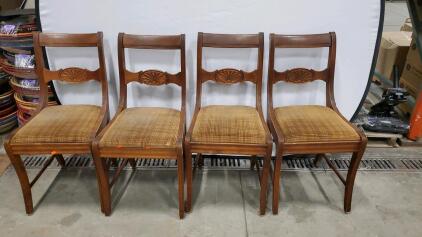 Set of 4 Traditional Wooden Dining Chairs with Fabric Upholstery