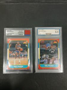 1986 Fleer Basketball Cards, Rory Sparrow & Mike Mitchell, Graded