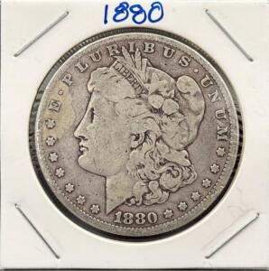 1880 Morgan Silver Dollar, Philadelphia, 90% Silver, 38.1mm, VF Details