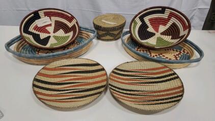 (7) Hand Woven Basket Made in Haiti