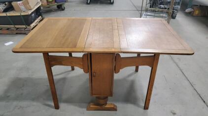 Wooden Drop-Leaf Table with Storage, Brown, Approx. 30x20x30 in