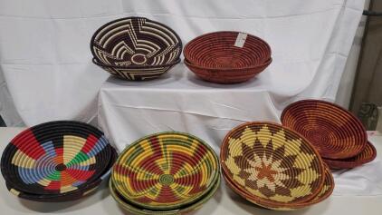 (12) Assorted Hand Woven Baskets