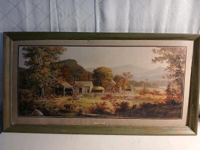 Vintage Landscape Print "Cider Making" By G.H. Durrie -49"x26"