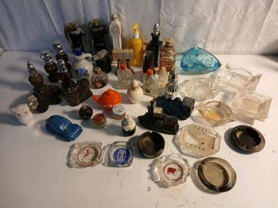 (30) Vintage Avon After Shave Bottles (13) Glass Jewelry Dishes