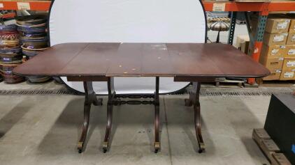 Extendable Dark Brown Dining Table, Wood, Splayed Legs with Casters