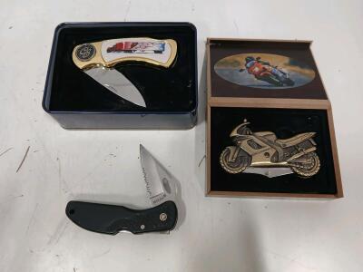 Collectible Series Folding Pocket Knife, Truck & Motorcycle Design, Display Box