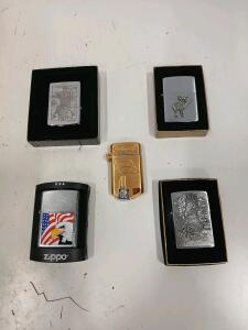(5) Assorted Vintage Zippo Lighters