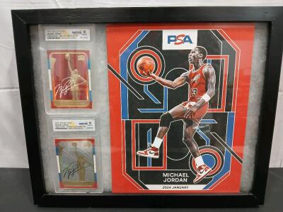 Framed 1998 Fleer 23KT Gold Michael Jordan Card, WCG GEM-MT 10, 1986 "Rookie" Series