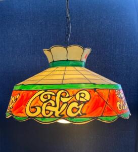 Coca-Cola 16" Hanging Pendant Lamp, Stained Glass-Style Acrylic, Vintage Advertising Light