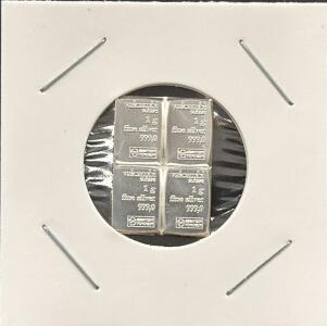 Valcambi Suisse 4x1g .999 Silver CombiBar Sheet, Divisible Bullion