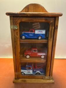 Franklin Mint 1955 Chevrolet Pickup & Tow Truck Models w/ Display Case & Eastwood Truck
