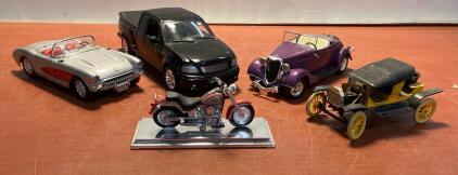 Collectible Harley FLSTF Fat Boy, Chevy Corvette, Ford F-150, Roadster & Model T