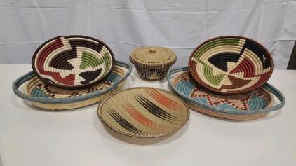 (7) Hand Woven Basket Made in Haiti