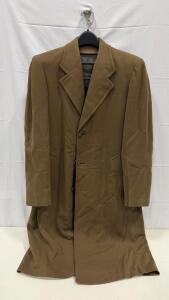 Bond Clothes Camel Wool Overcoat, Single Breasted, 3-Button, Vintage 1980s-1990s, Notch Lapel