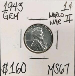1943 MS67 World War II Gem Steel Penny