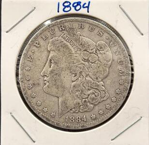1884-O Morgan Silver Dollar, New Orleans Mint, 90% Silver, Circulated Condition