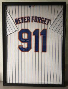 Framed Autographed Baseball Jersey, New York Mets, PSA/DNA Authenticated. Autographed By Robert Oniel, Killer Of Osama Bin Laden