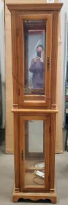 Lighted Glass Curio Display Cabinet &ndash; 72&rdquo; Tall, Wood Frame, Dual Glass Doors, Internal Lighting