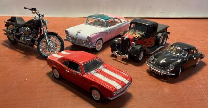 Model Collection: Porsche 356, '55 Crown Victoria, '67 Camaro, Harley, '34 Ford Truck