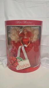1988 Special Edition Happy Holidays Barbie by Mattel, Blonde in Red Gown