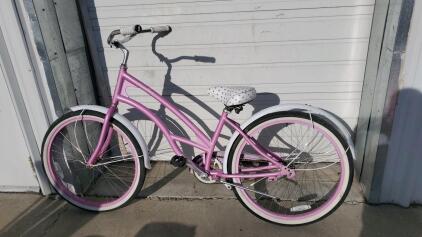 Huffy Nel Lusso Cruiser Bicycle, 26" Wheels, Pink and White