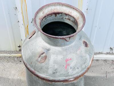 Vintage Galvanized Steel 10 Gallon Milk Can &ndash; No Lid, Rustic Decor, Heavy Patina, ~24in Tall