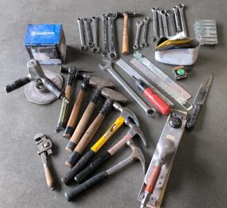 Lot of 12 Mixed Hand Tools - Hammers, Wrench, Hand Plane, Screwdriver, Hardware, Hampton