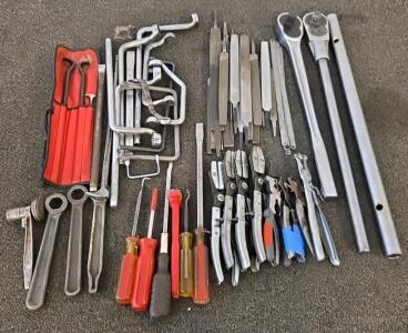 Large Lot Mixed USA Hand Tools Files, Pliers, Ratchets, C-Clamps, Screwdrivers, 35+ Pieces