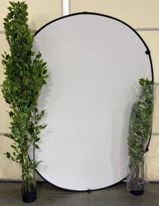 Kate 59"x79" White Photo Backdrop Kit with 70" Ficus Artificial Plants & Carry Bag
