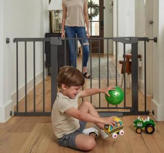 Cumbor 30.5" Baby Gate For Pets & Kids W/ Wide 2-Way Door, 29.7"- 46" Width, Black