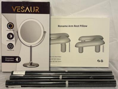 Lighted Makeup Mirror, Nail Salon Arm Rest & (3) Rolls Peel & Stick Contact Paper (Black, 23.6" x 196.9")