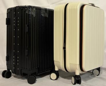 (2) Aivert Hard Rolling Carry On Suitcases, Black & White, 22&rdquo;x14&rdquo;x9&rdquo;