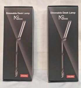 (2) Double Swing Arm Architect, Dimmable LED Desk Lamps W/ Remote & Clamp & (1) 24" x 24" x 0.5mm Lead X-ray Shield