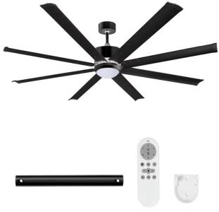 Metal Ceiling Fan W/ Light and Remote, Black, 72&rdquo;